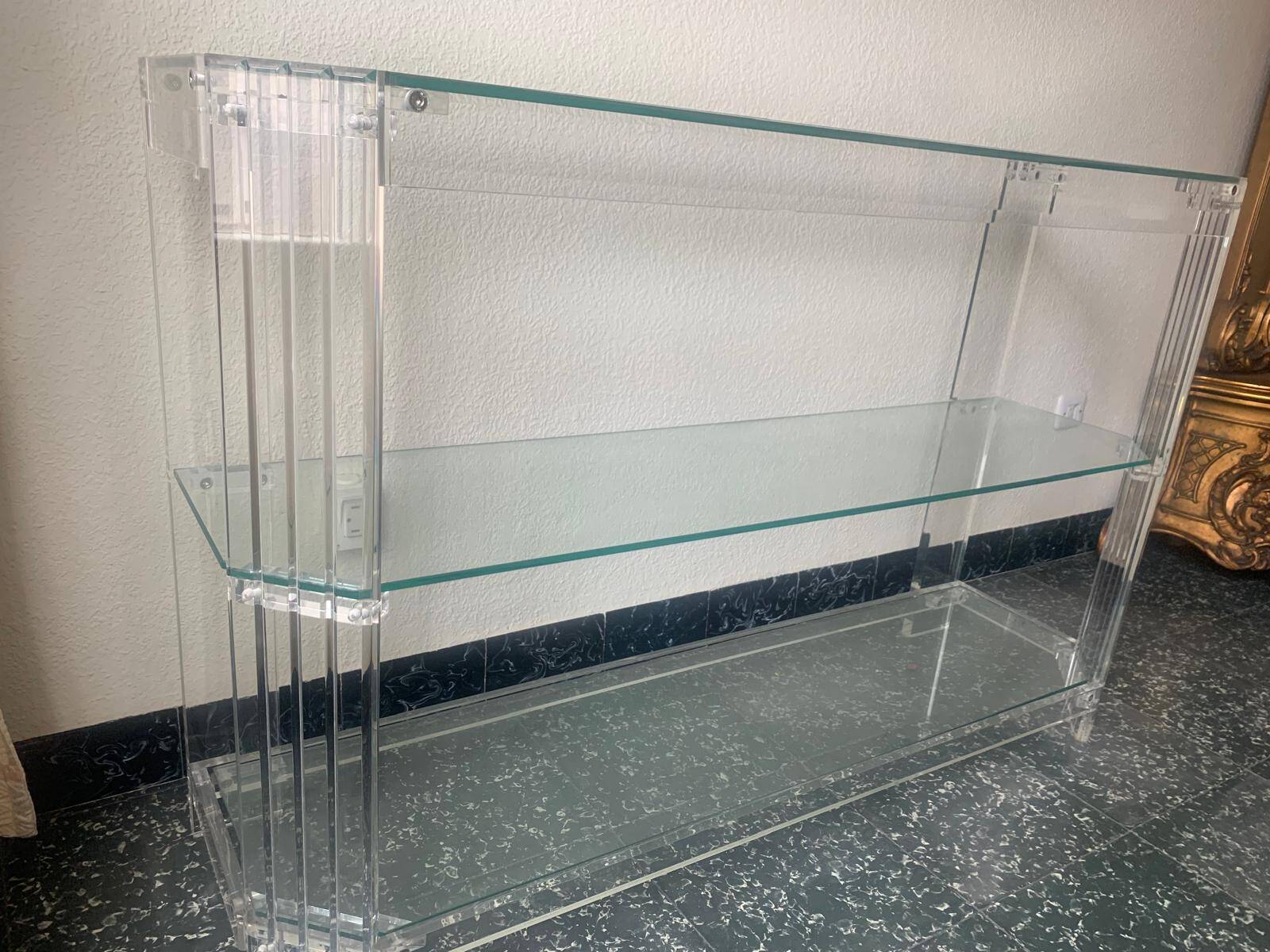Vintage console made of acrylic and glass