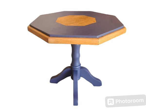 Table basse en bois octogonale, pied central