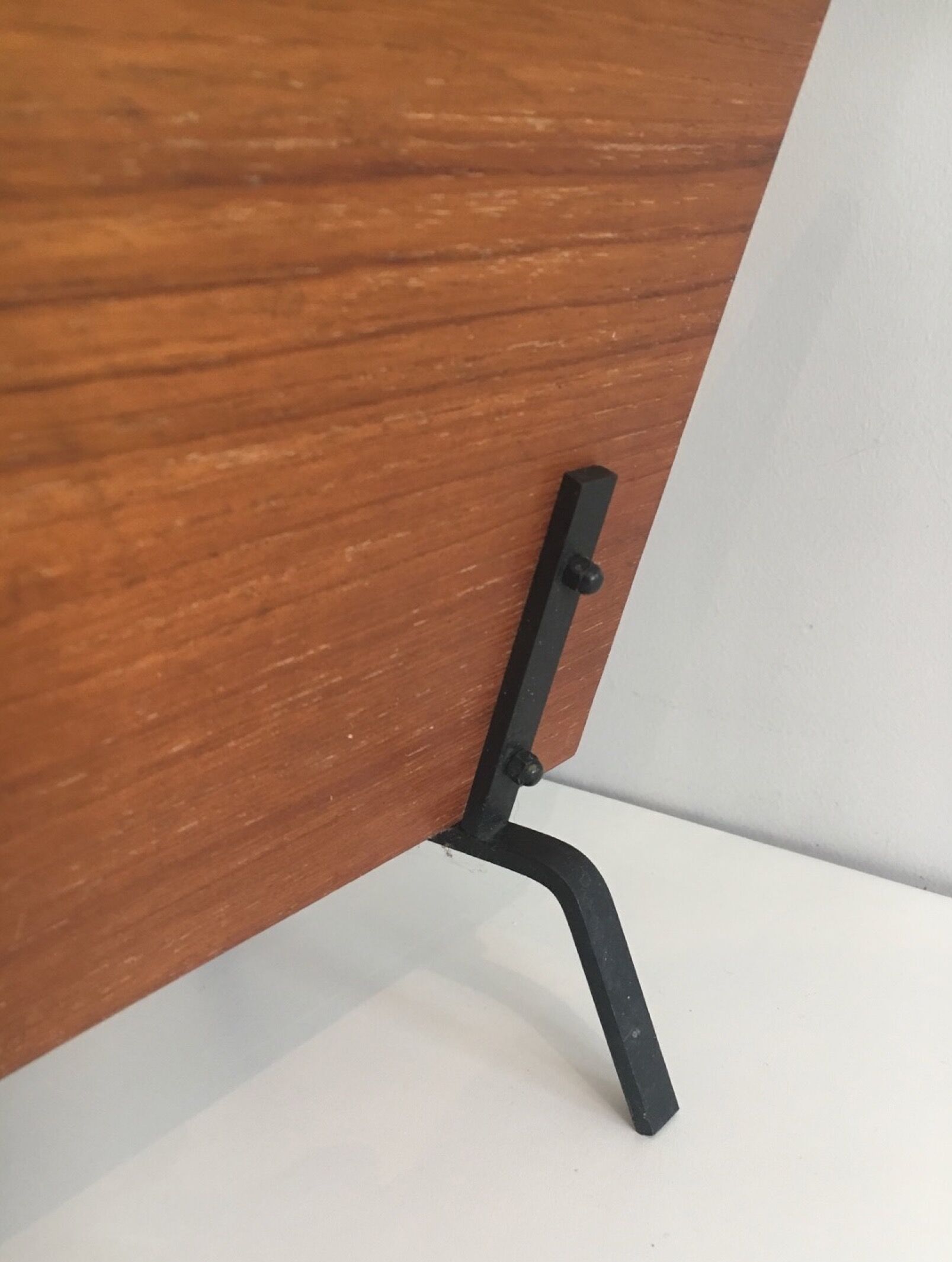 Black lacquered wood and metal magazine rack France 1950