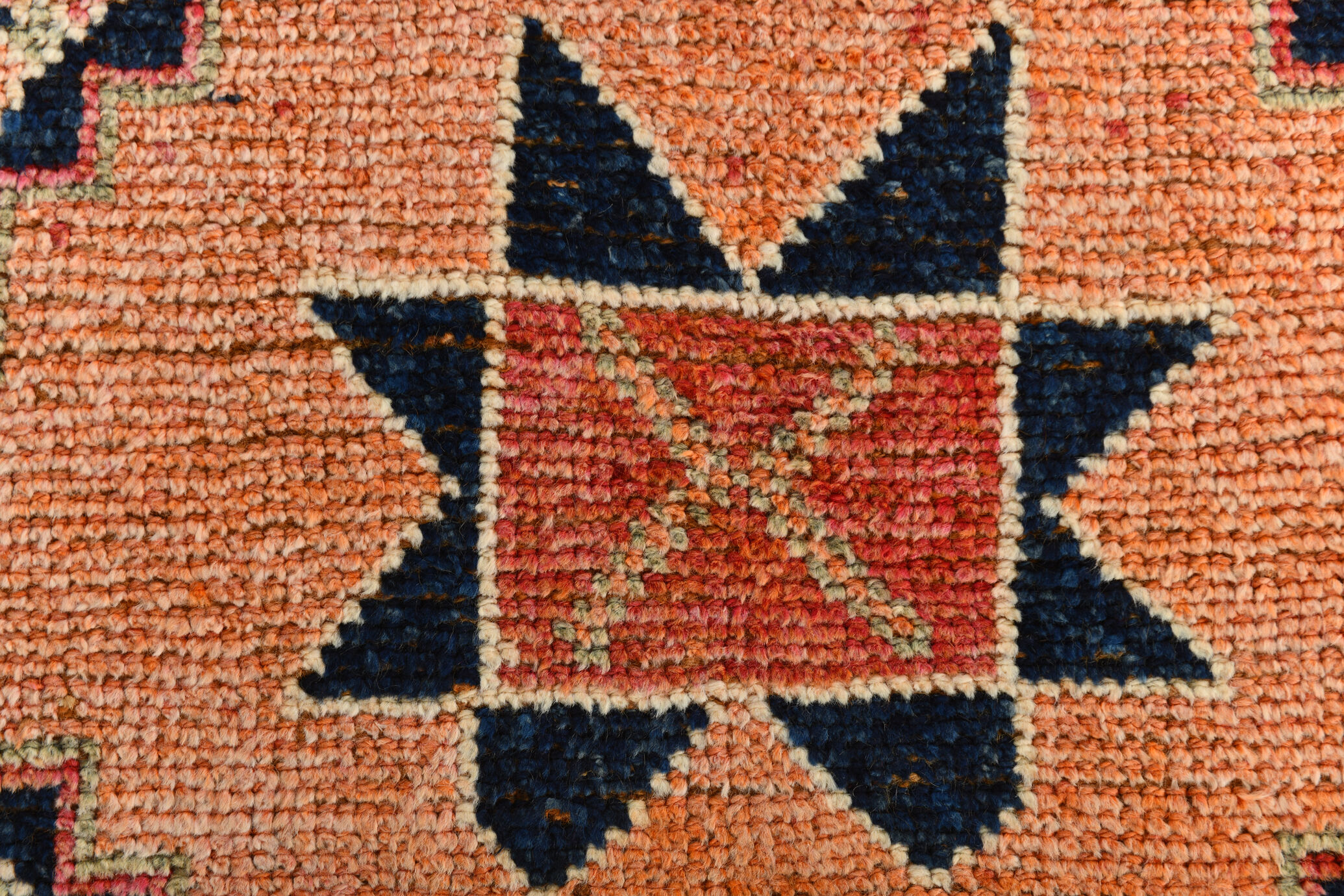 3x9 Somon Red & Dark Blue Hallway Runner Rug