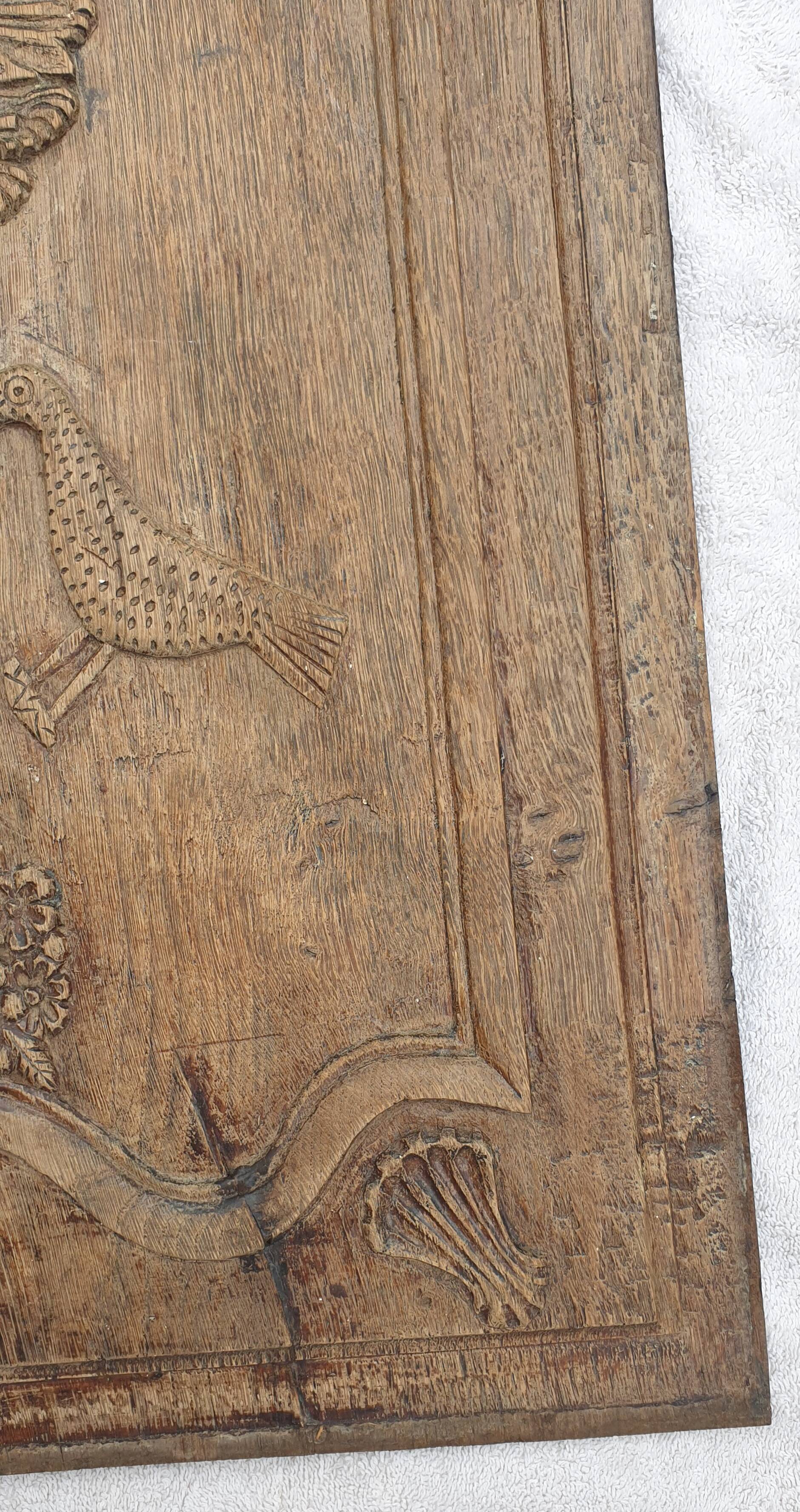 Panel, bas relief in natural wood, 18th century period