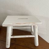 Small footrest bench in patinated white wood