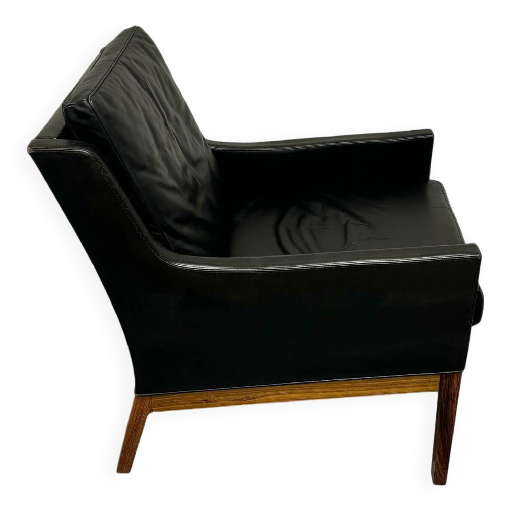 Fauteuil lounge en cuir du milieu du siècle par Kai Lyngfeldt-Larsen, Danemark, années 1960