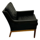 Fauteuil lounge en cuir du milieu du siècle par Kai Lyngfeldt-Larsen, Danemark, années 1960