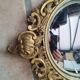 Pair of antique witch mirrors, curved glass, bronze frame