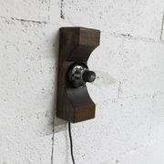 1960s ball wall light in dark wood and amber glass