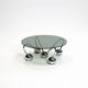 Table basse Sputnik en métal chromé et verre fumé, années 1970, Italie