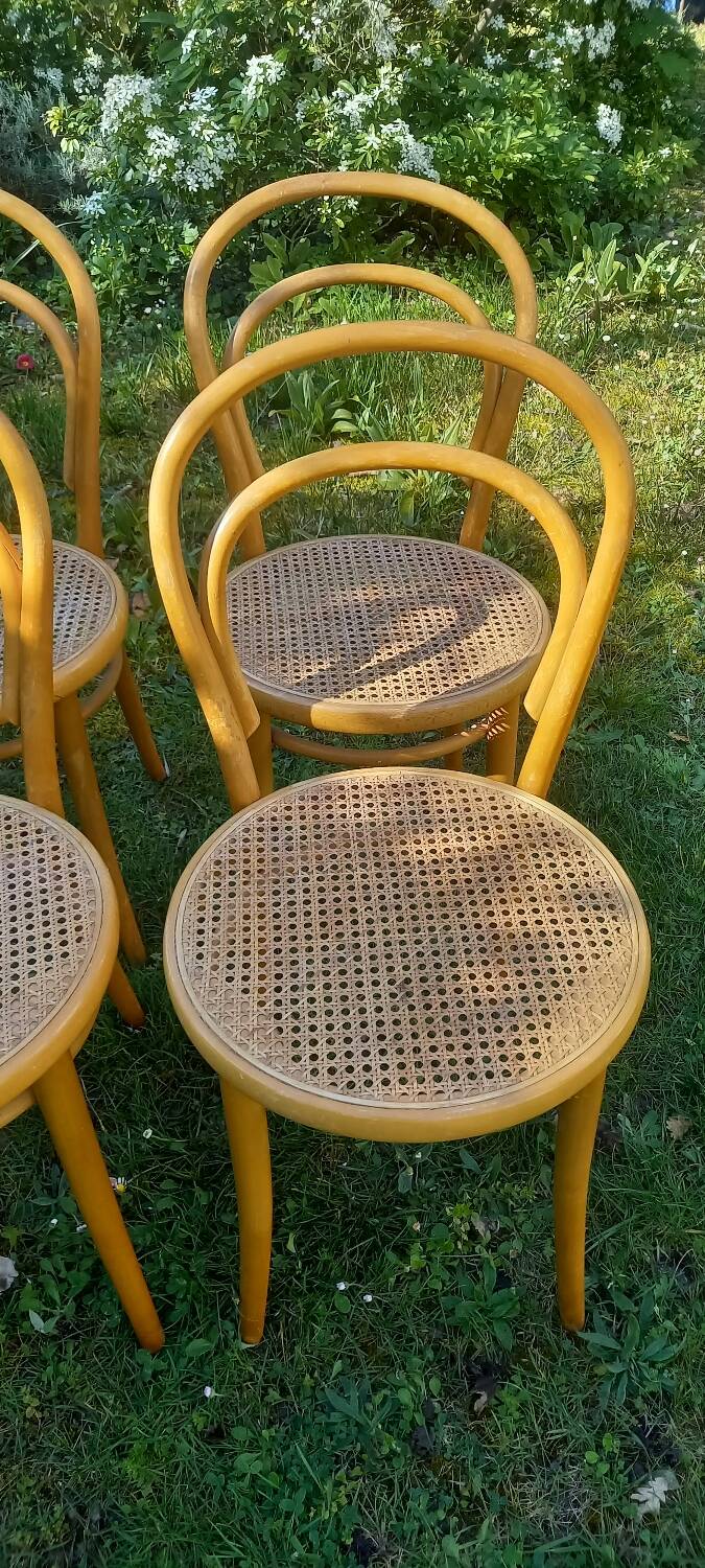 Set of 6 caned bistro chairs