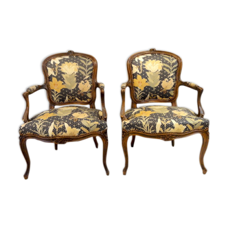 Lot of 2 armcahirs Louis XV