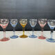 Set of 6 vintage coloured liqueur glasses