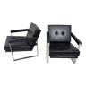 Hein Salomonson black leather lounge chairs 1968