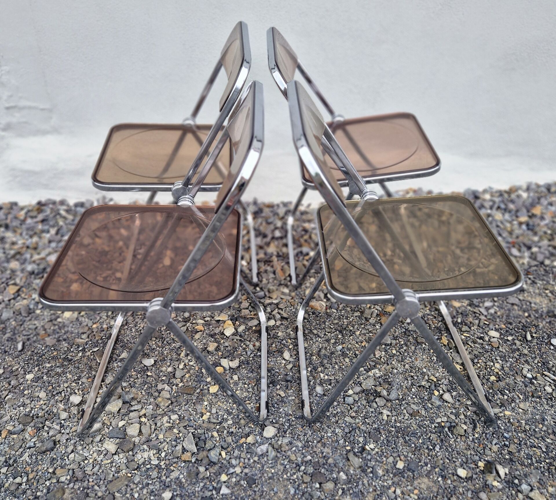 Set of 4 Plia chairs by Piretti for Castelli