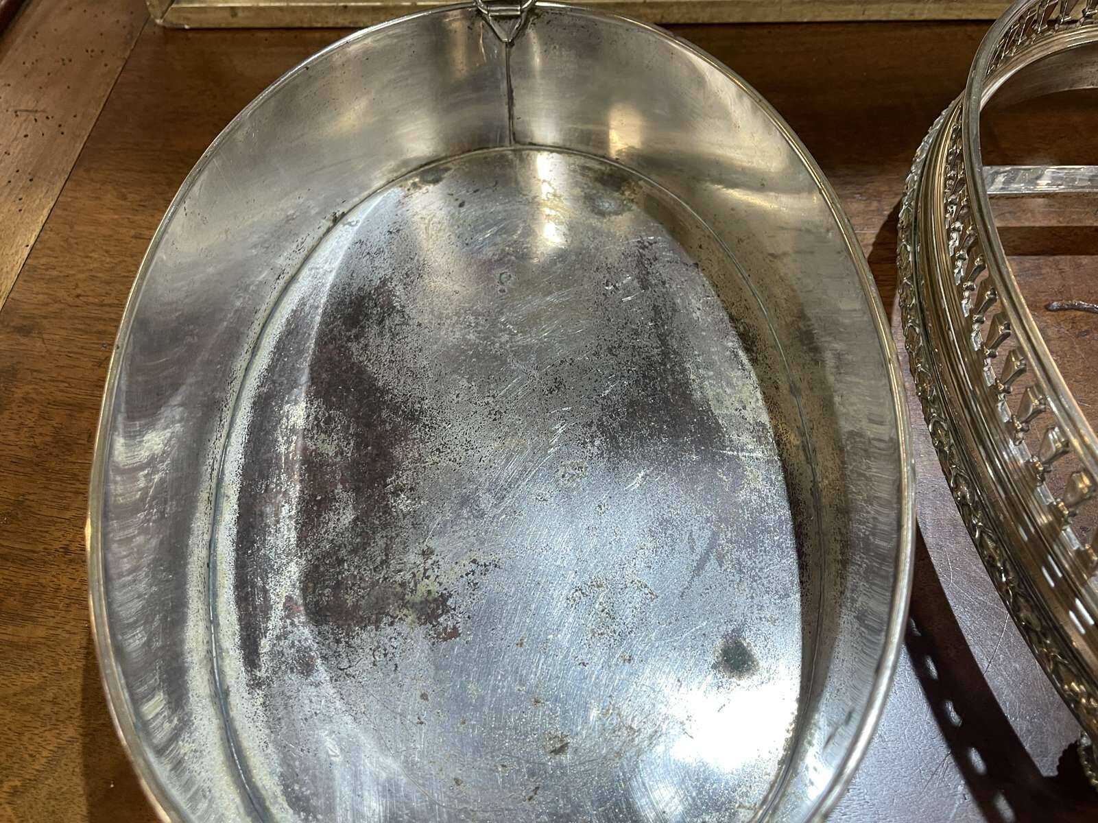 Silver-plated metal table planter from the 1930s