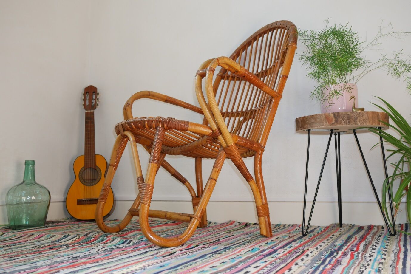 Armchair in rattan of the 1960s