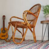 Armchair in rattan of the 1960s