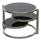 Vintage Leitmotiv Swivel coffee table in chromed metal and glass, Netherlands 1970-1980