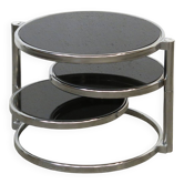 Table basse vintage Leitmotiv Swivel en métal chromé et verre, Pays-Bas 1970-1980
