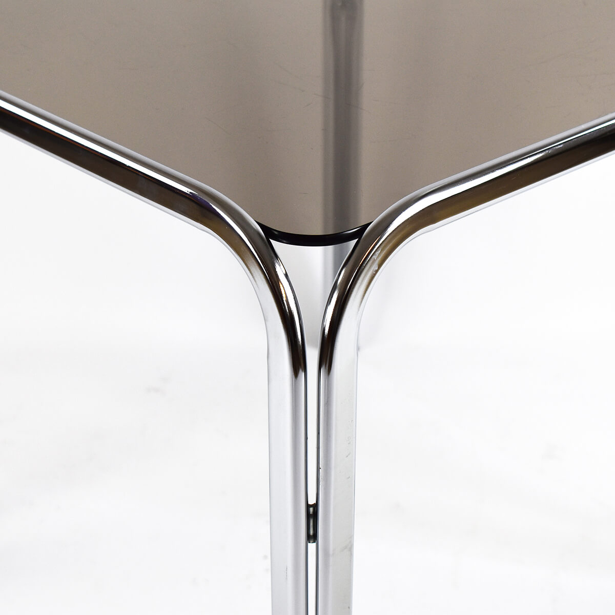 Dining Table with chrome frame and smoked glass top 1970s