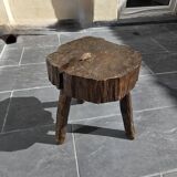 Vintage rustic French stool in real solid wood