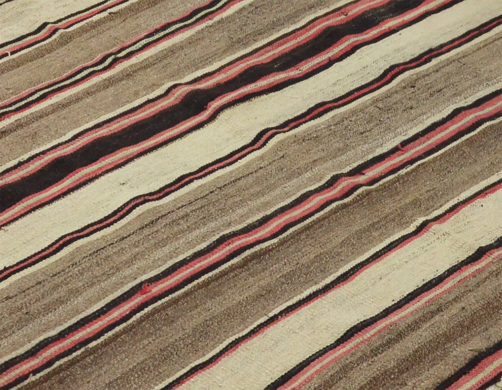 Turkish Kilim Yuruk 185x281 cm Striped Beige Brown Vintage Anatolian