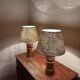 Vintage Bergboms Bitossi table lamps, ceramic with copper glaze, Sweden 1960s.