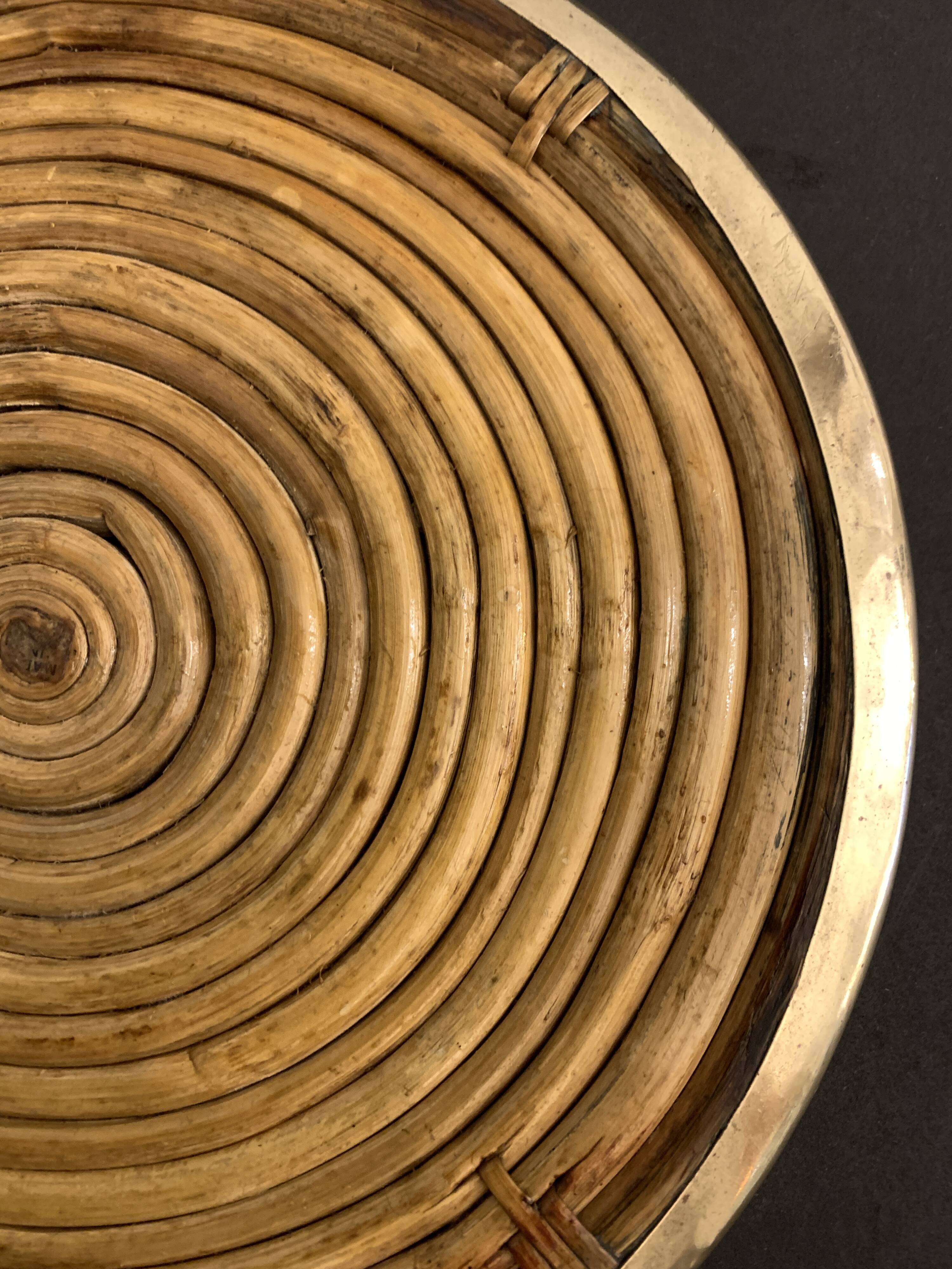 Round rattan and brass underside, 1960