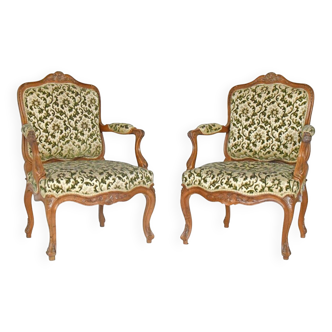 Pair of Louis XV style cabriolet armchairs