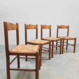 Rustic chalet rush dining chairs vintage 'Wabi Sabi'