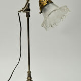 Desk lamp articulated and chrome with a Tulip glass