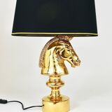 Sculptural Hollywood Regency table lamp in the shape of a horse from the 1970s.