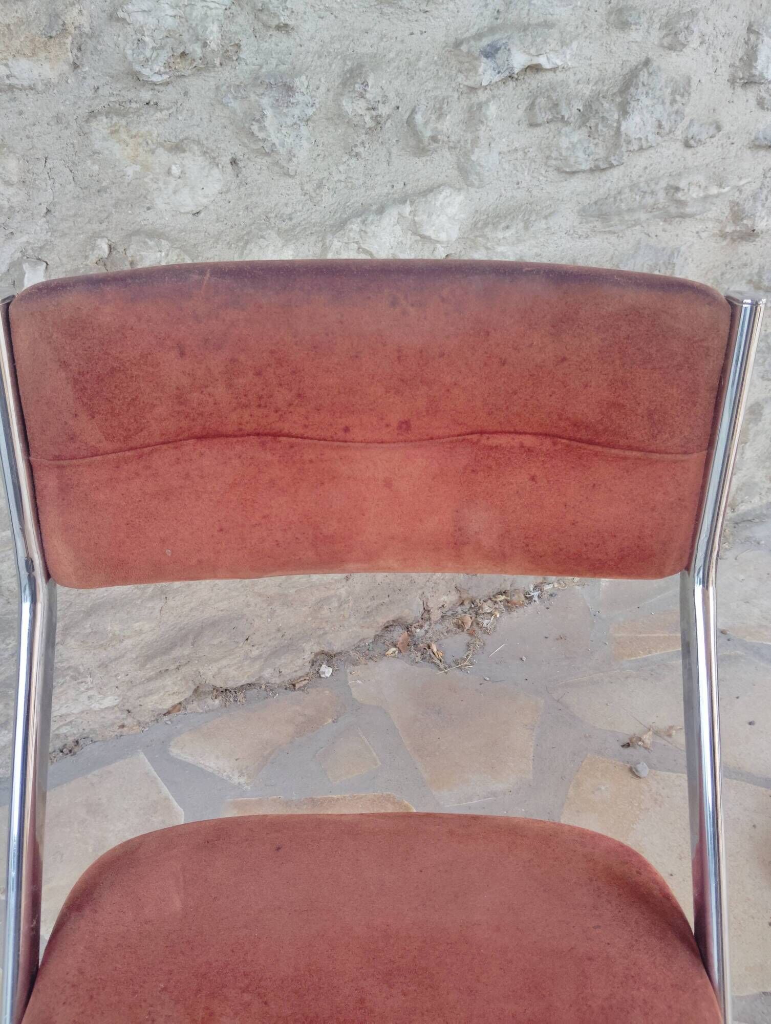 Set of 2 vintage tubular chairs by Roche Bobois.