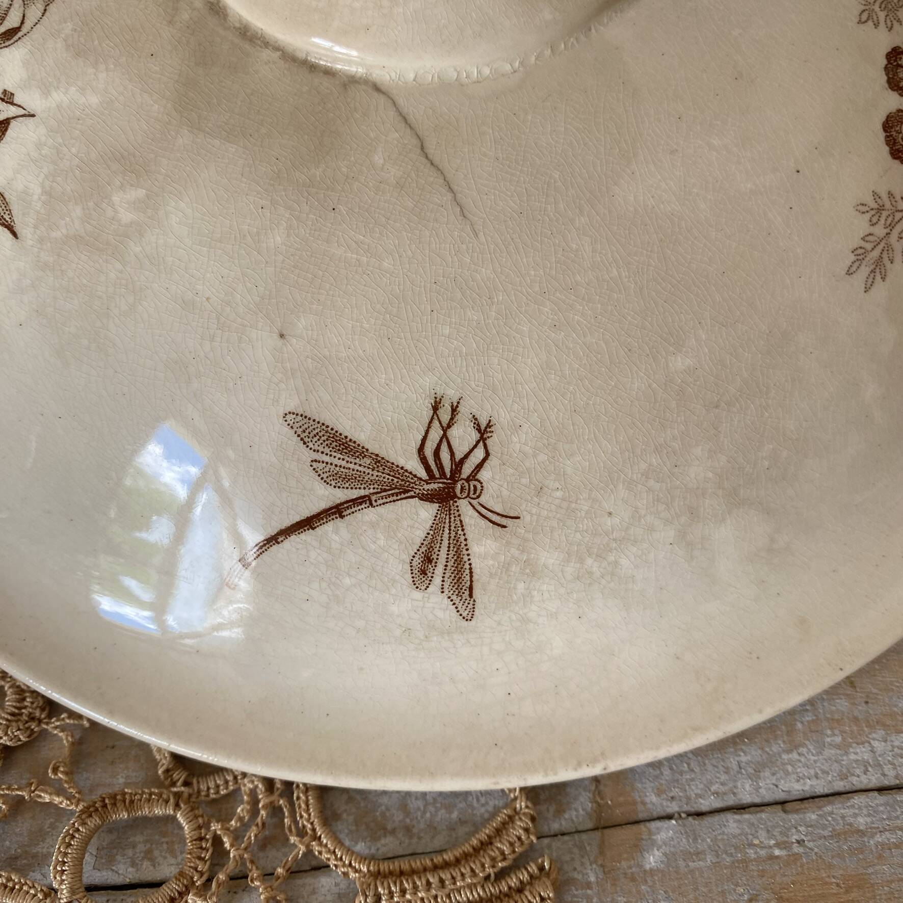 Sepia ironware compote dish, antique fruit bowl.