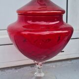 cut with standing lid Murano empoli italy red orange