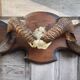 Massacre trophy ram mouflon pedestal wood