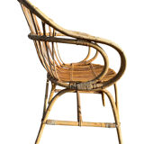 Set of 4 rattan armchairs from the 1960s, France.