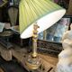 Lampe en bois polychrome et doré 1920