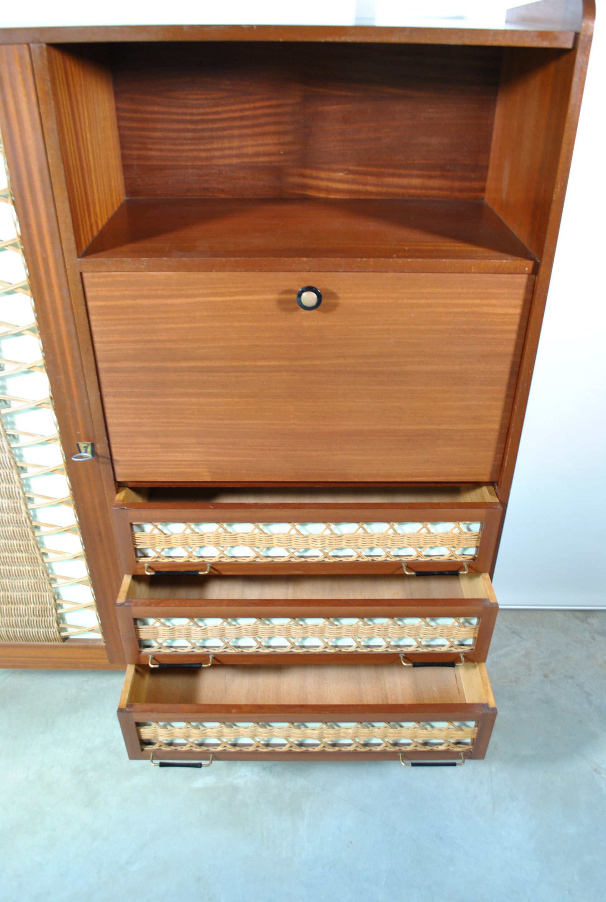 Rattan secretary cabinet 1960