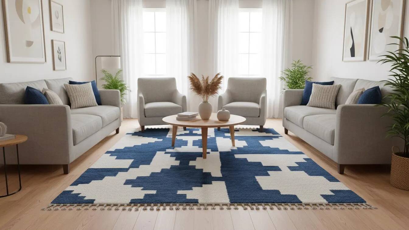 Handmade wool rug from Morocco 3 x 2 m