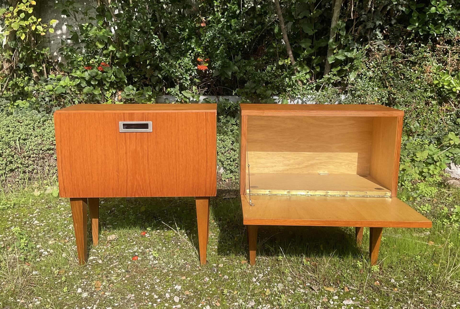 Pair of Scandinavian teak bedside tables from the 60s-70s.
