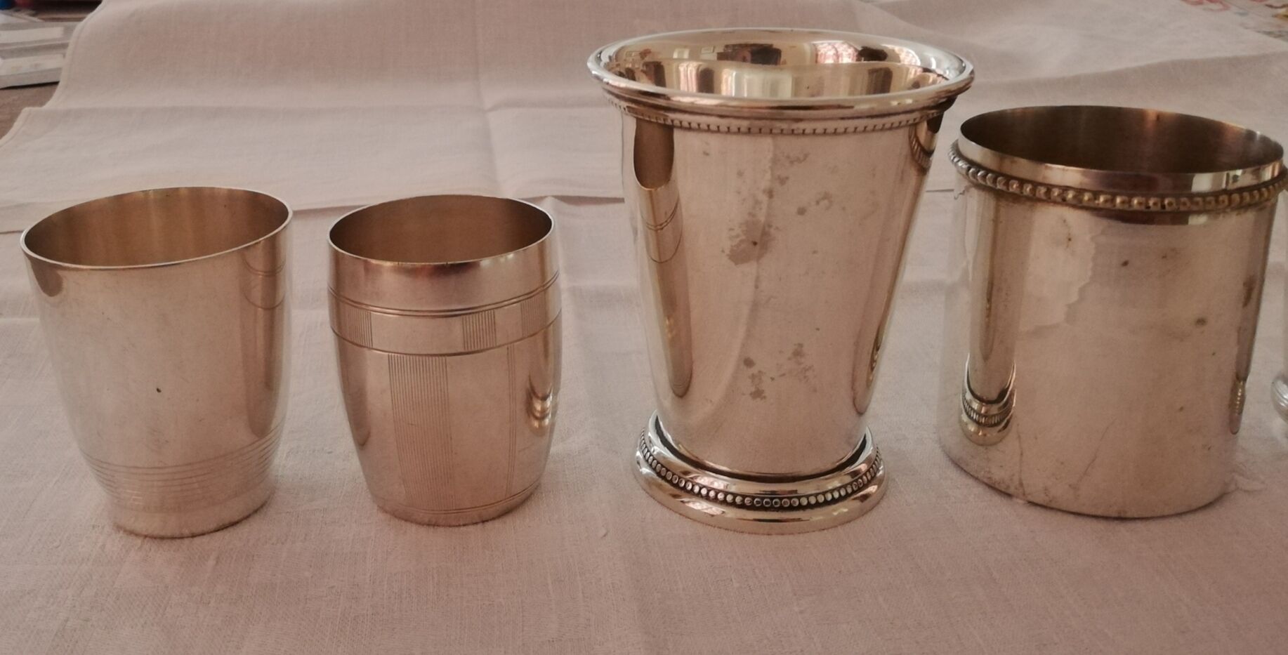 Set of 7 timpani in silver metal