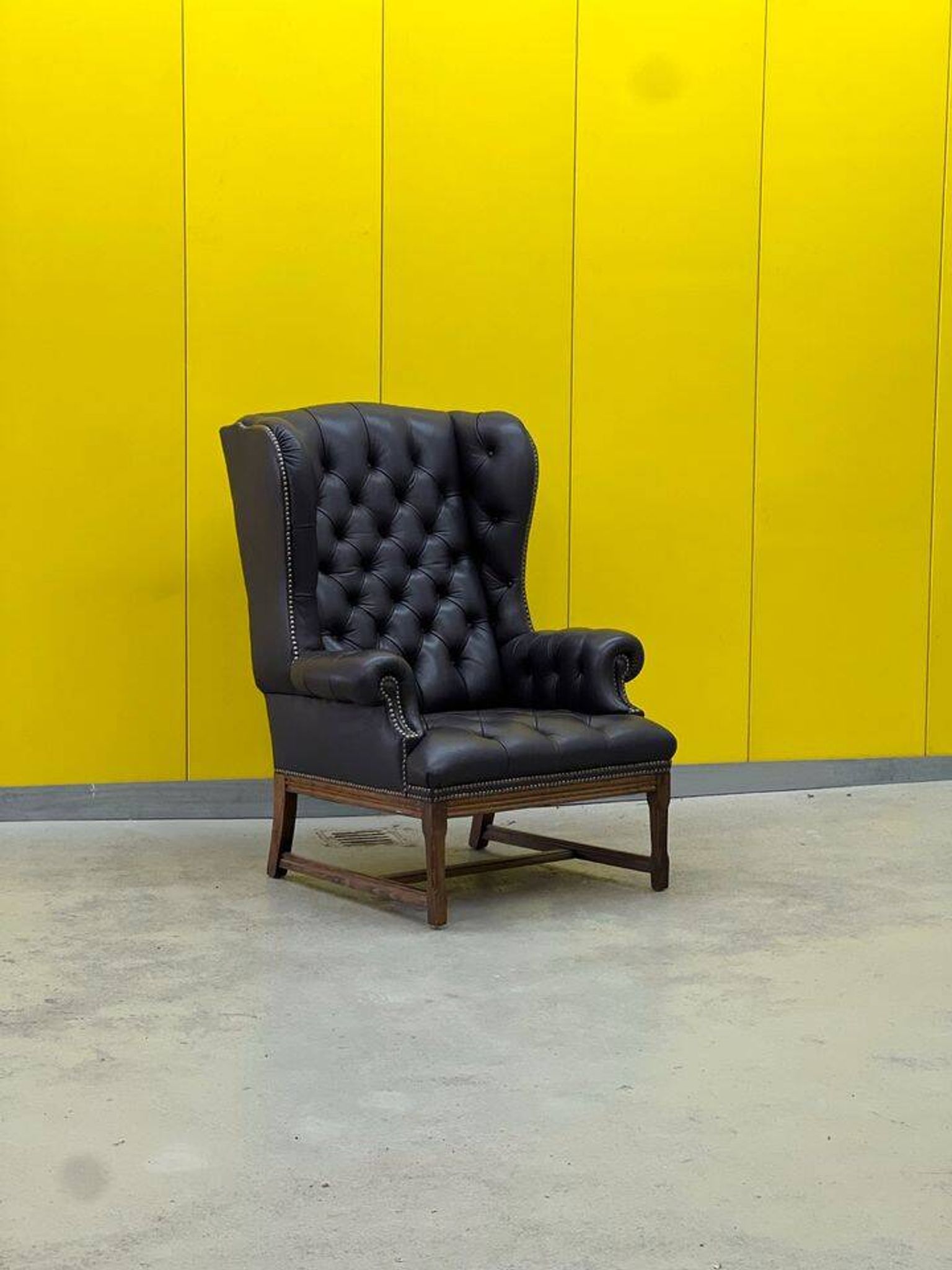 Vintage Tufted Leather Chesterfield Style Wing Back Chair (Price is For One Chair)