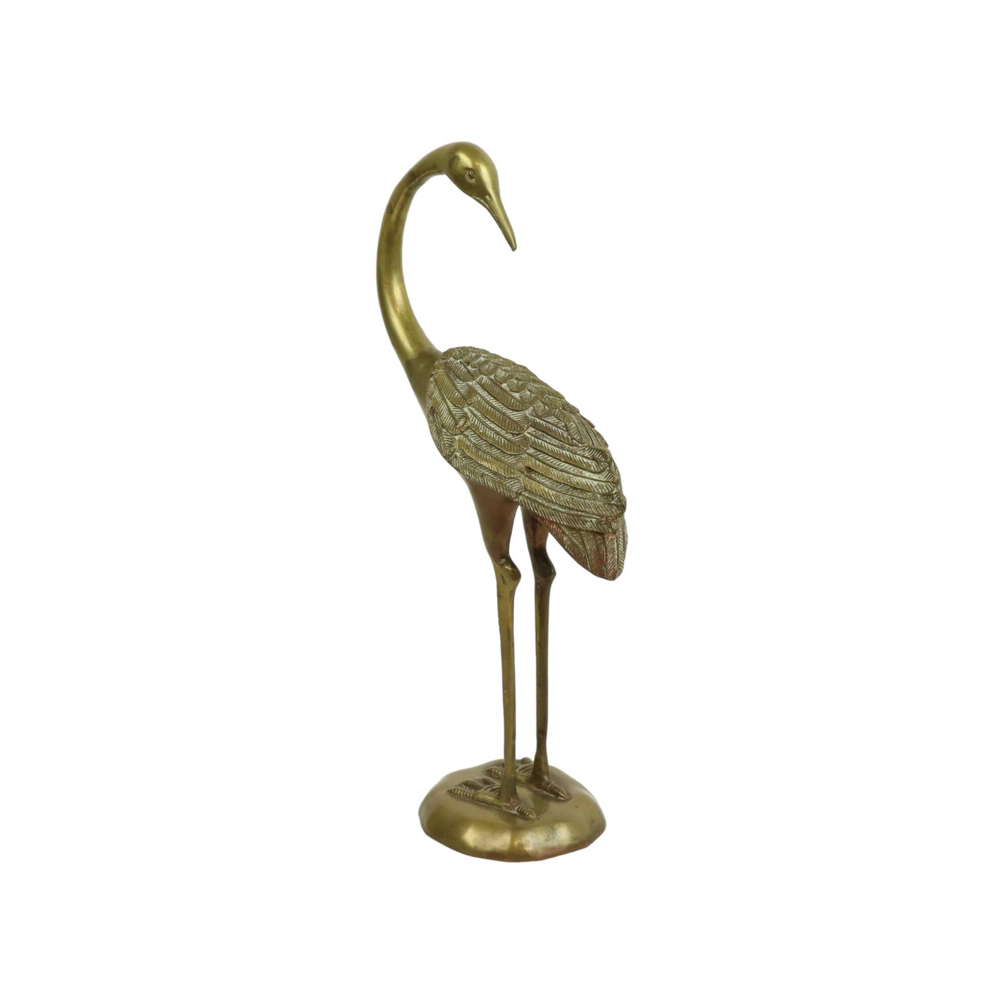 Statue de héron grue en cuivre sculpture laiton vintage 42cm