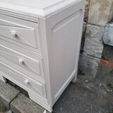 Commode vintage table à langer blanc poudré