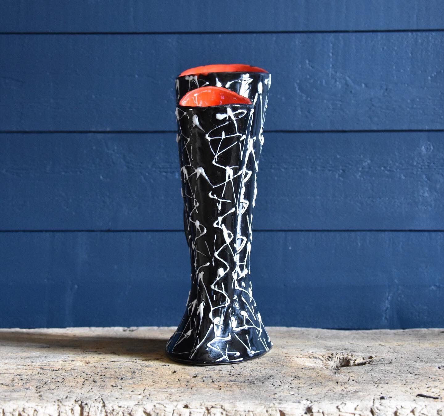 Black ceramic vase