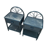 Wicker bedside pair