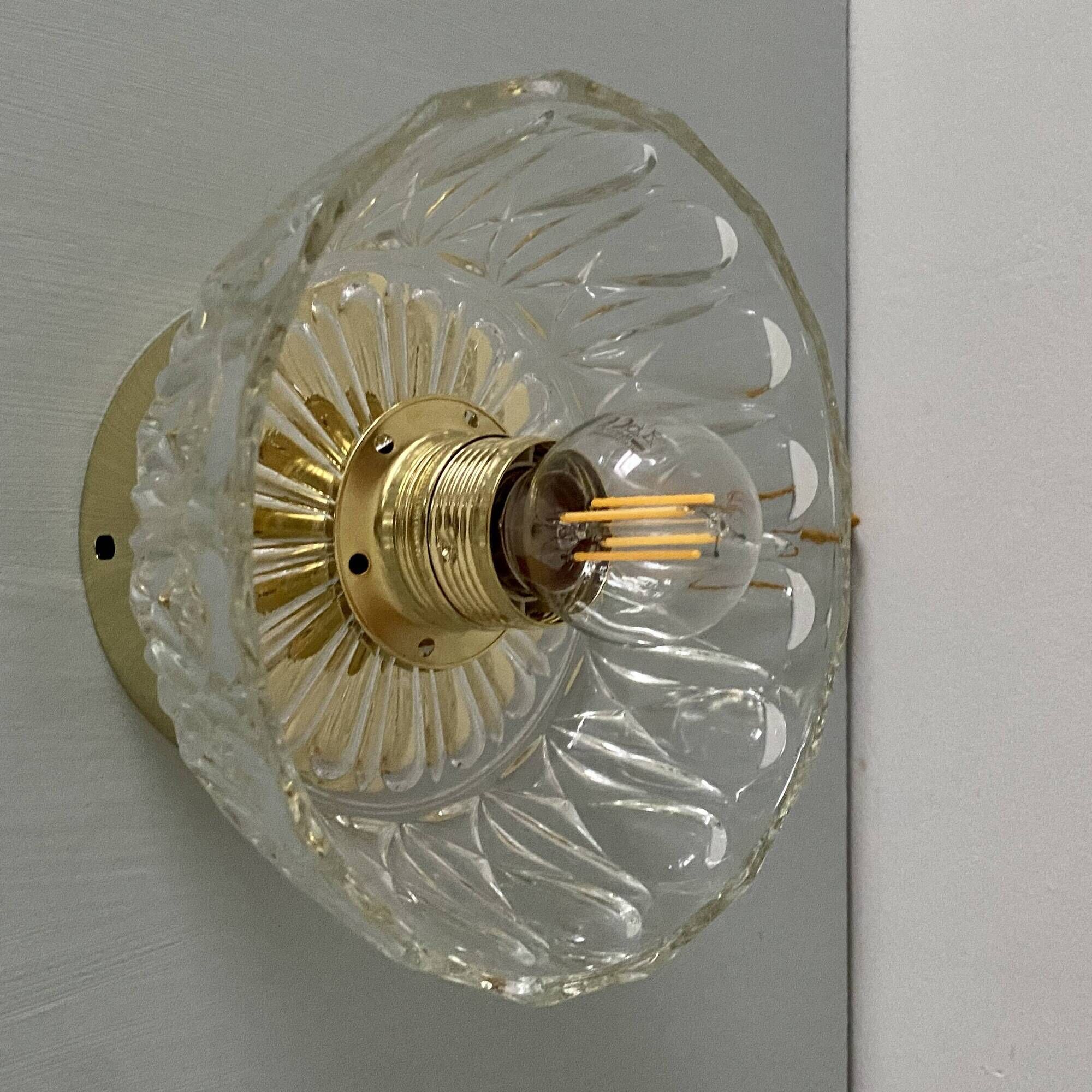 Vintage molded glass lampshade wall light - tableware collection -