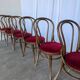 Set of 8 Vintage Bentwood Bistro Chairs: Red Upholstery