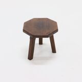 Solid Oak Octoganol Tripod Plant Table 1960s