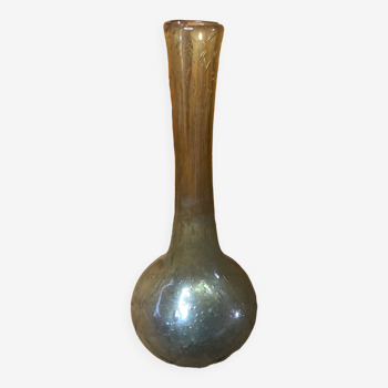 Ancien vase soliflore biot verre soufflé bullé vintage #a408