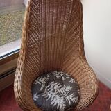Rattan garden furniture set consisting of 3 armchairs and matching table